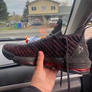 MV Sport Black and Red Athletic Shoes with Knit Upper